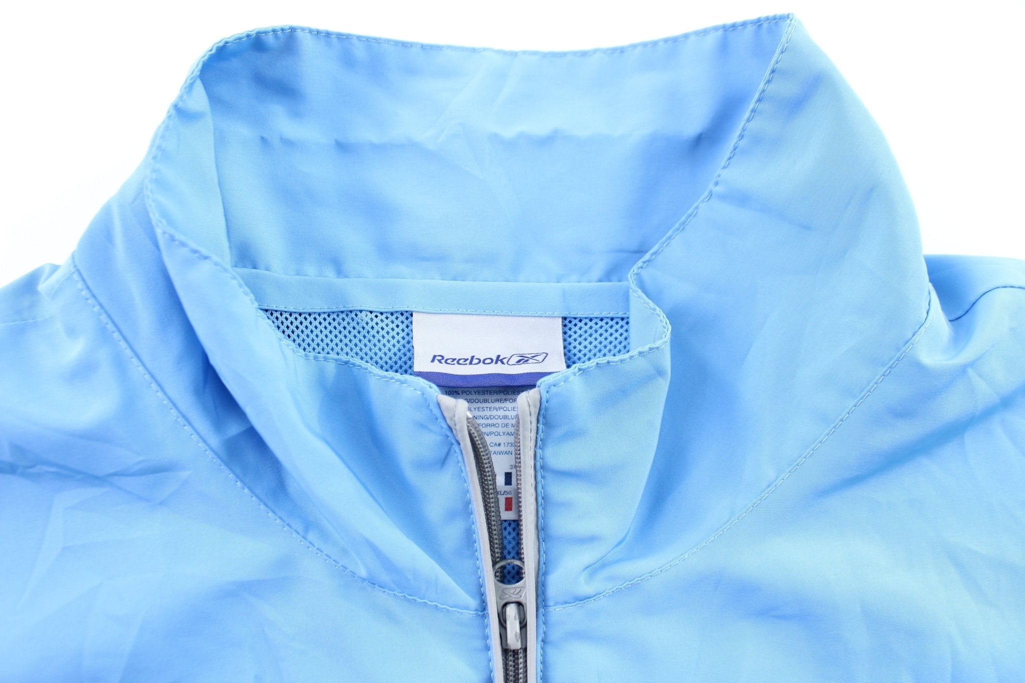 Reebok Embroidered Logo Light Blue Zip Up Jacket - Jackets - Thrifted Threads