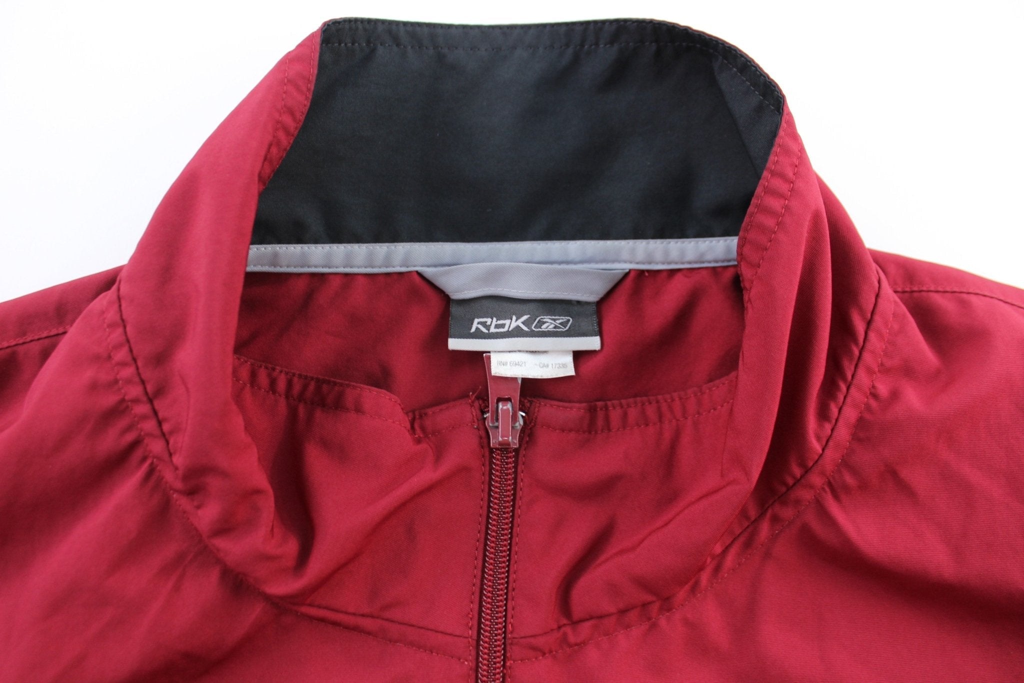 Reebok Embroidered Logo Maroon & Black Zip Up Jacket - Jackets - Thrifted Threads
