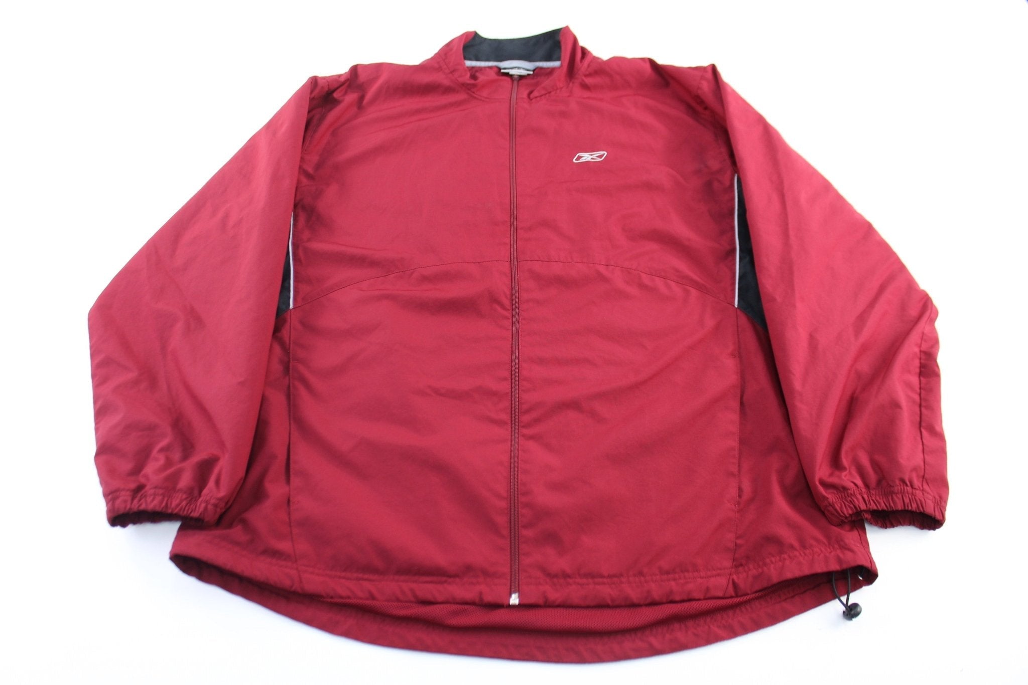 Reebok Embroidered Logo Maroon & Black Zip Up Jacket - Jackets - Thrifted Threads