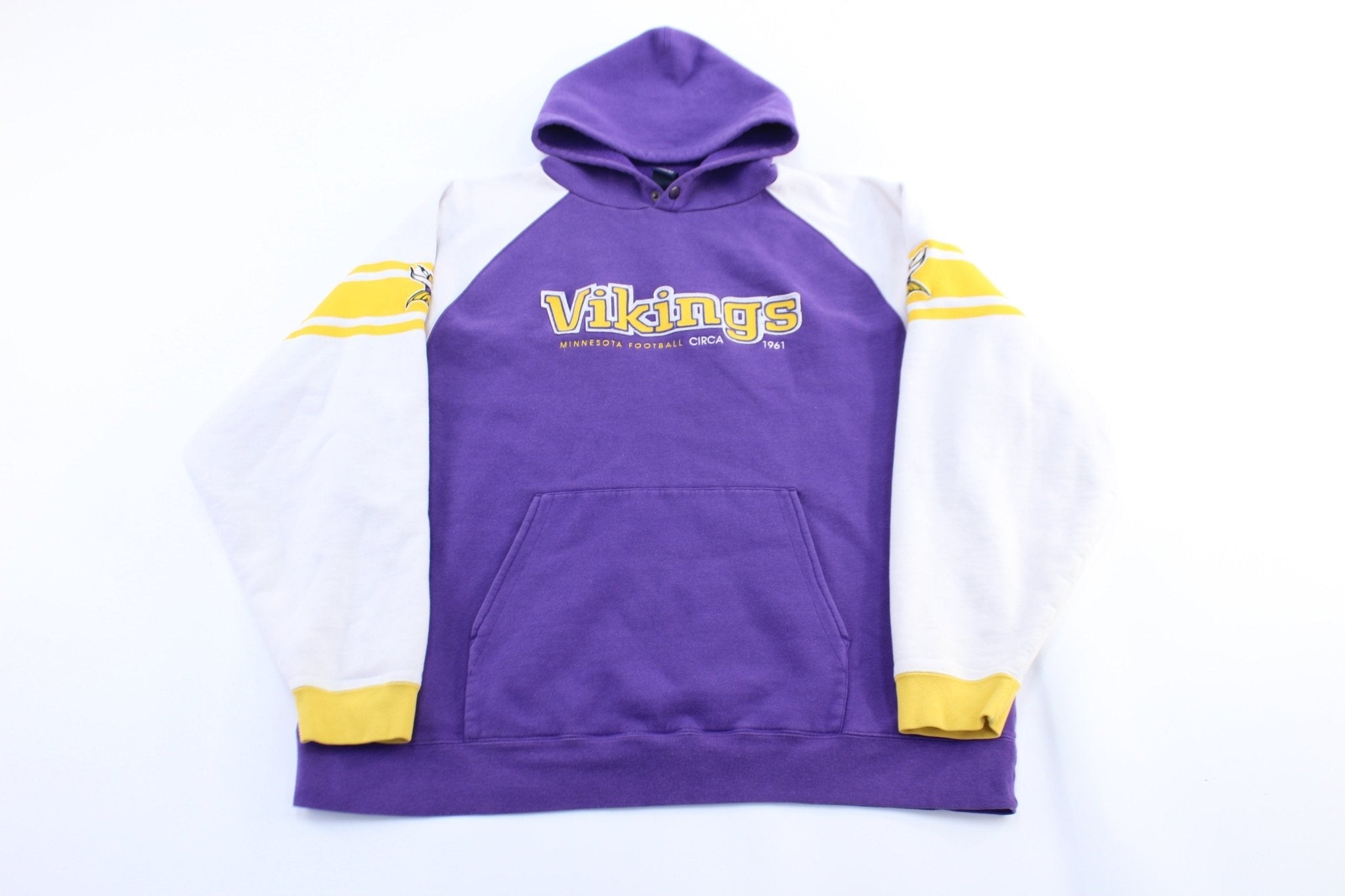 Reebok Embroidered Logo Minnesota Vikings Pullover Hoodie - Jacket - Thrifted Threads