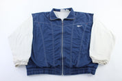 Reebok Embroidered Logo Navy Blue & White Zip Up Jacket - ThriftedThreads.com