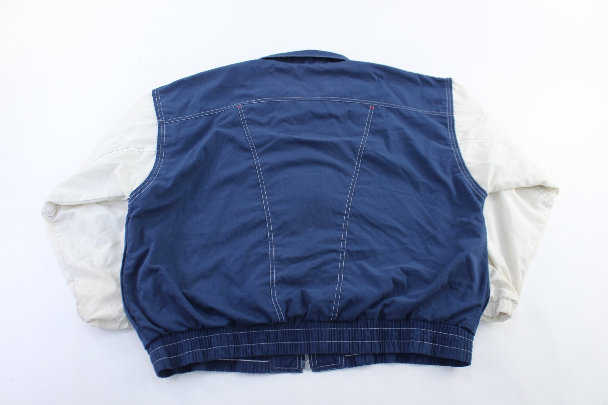 Reebok Embroidered Logo Navy Blue & White Zip Up Jacket - ThriftedThreads.com