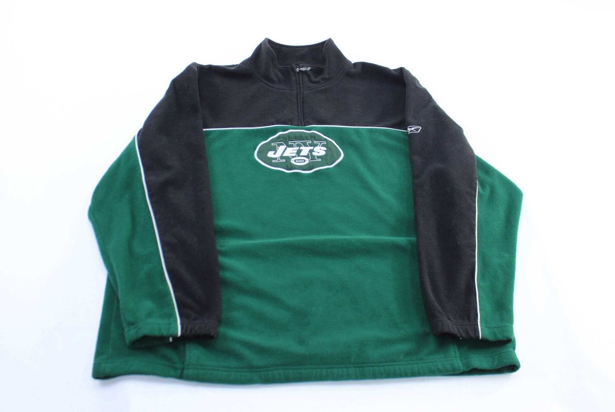 Reebok Embroidered Logo New York Jets Fleece Pullover - ThriftedThreads.com