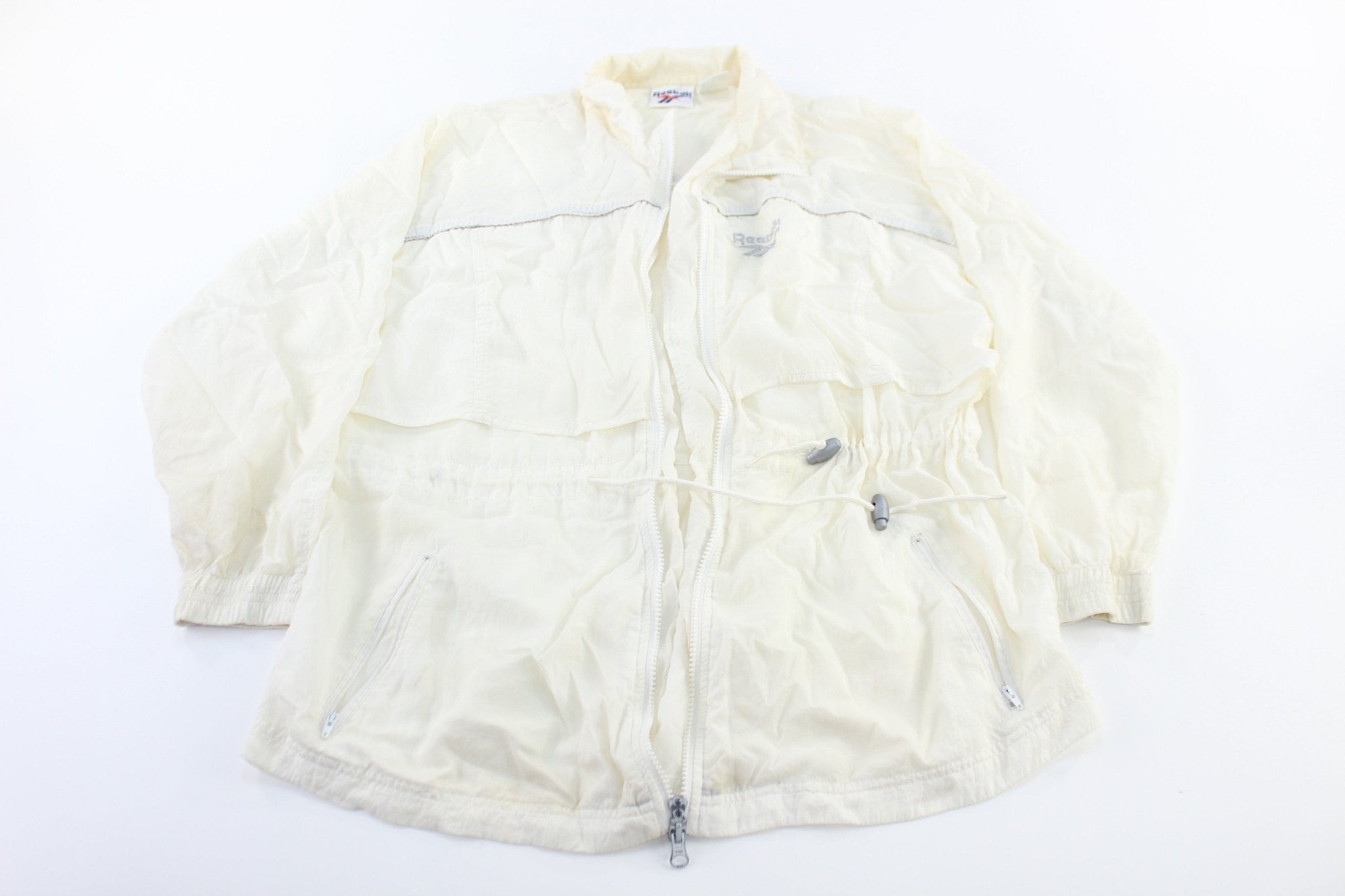Reebok Embroidered Logo White Zip Up Jacket - Jackets - Thrifted Threads