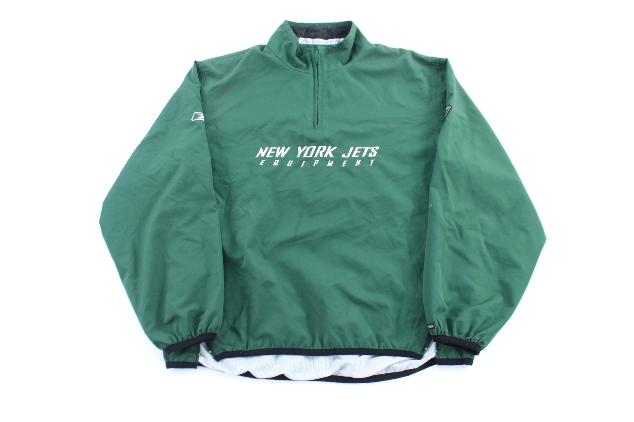 Reebok Embroidered New York Jets Windbreaker Pullover - ThriftedThreads.com