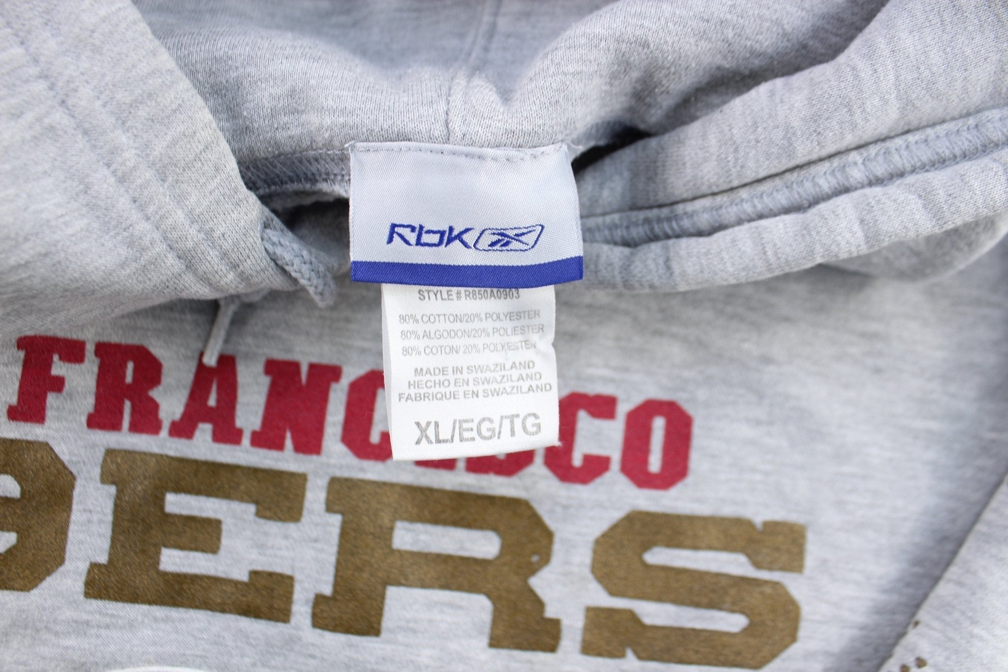 Reebok Logo San Francisco 49ers Grey Pullover Hoodie - Jacket - Thrifted Threads