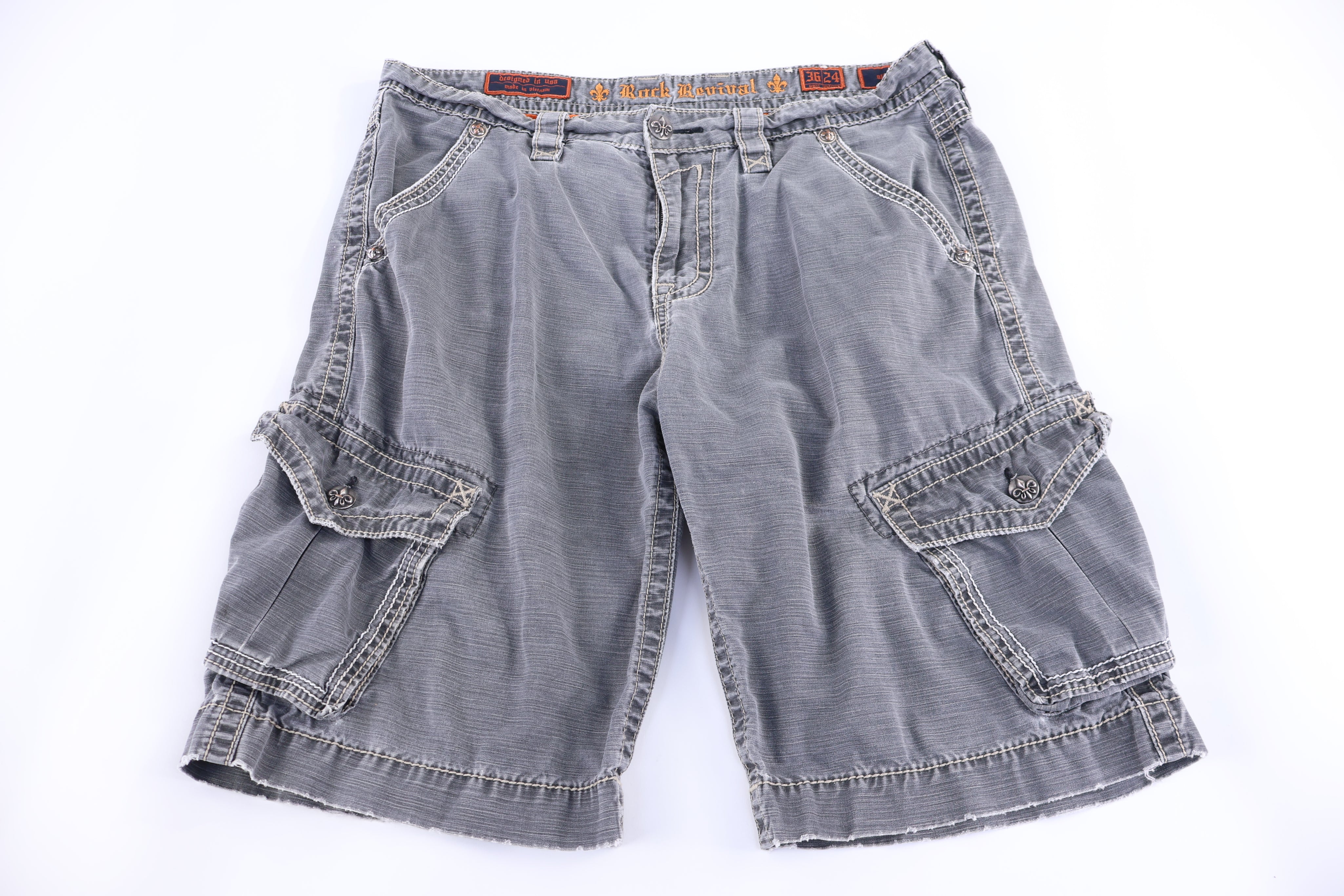 Rock Revival Grey Cargo Shorts - Pants/Shorts - Thrifted Threads