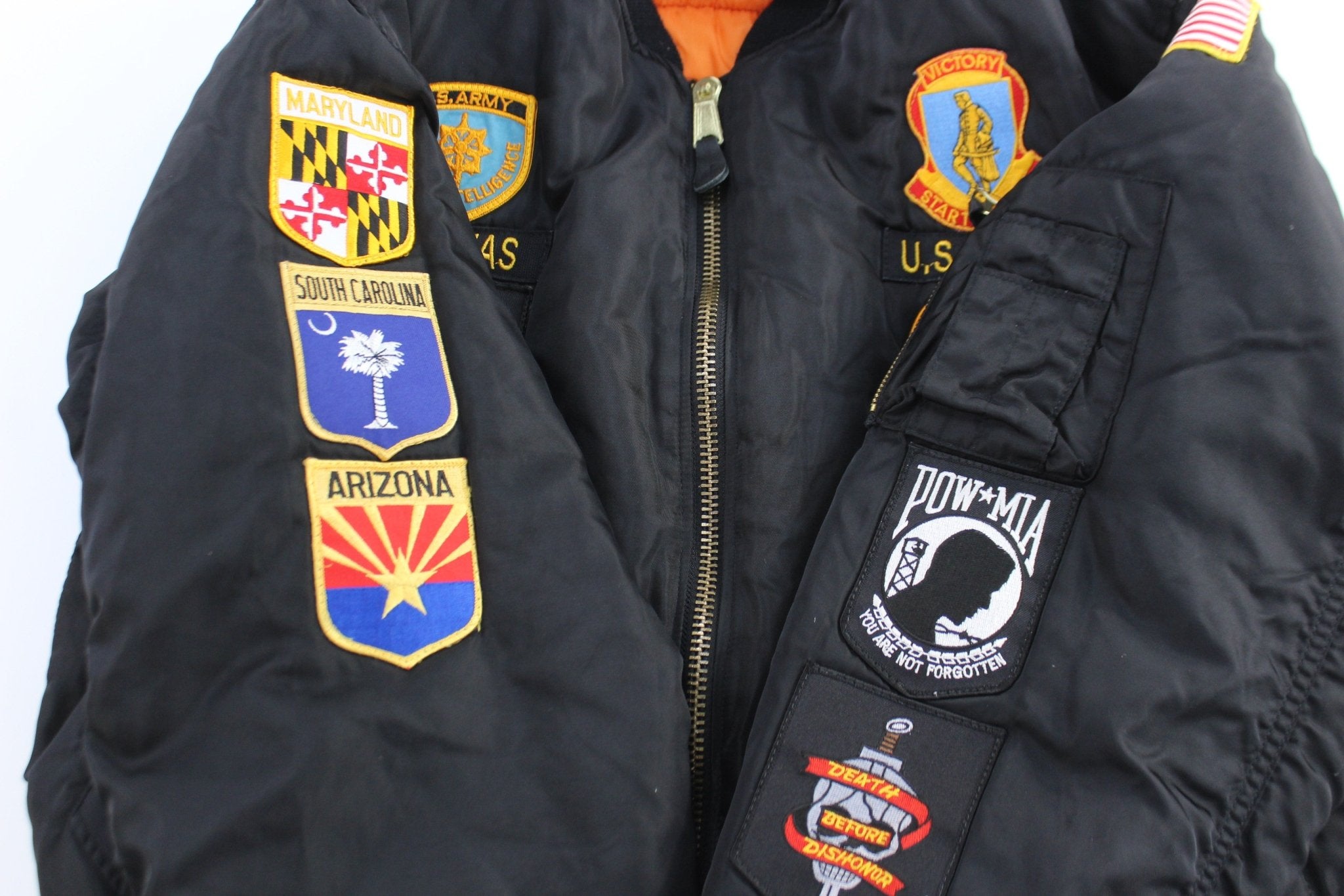 Rotcho U.S. Army Carpe Diem Embroidered MA - 1 Bomber Jacket - ThriftedThreads.com