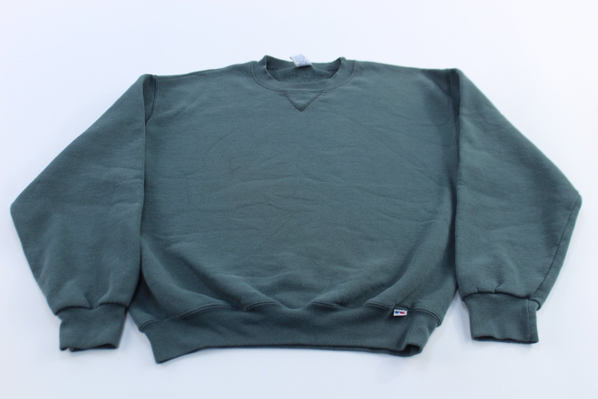 Russell Athletic Blank Green Sweatshirt - ThriftedThreads.com