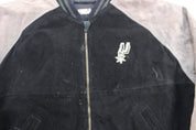 San Antonio Spurs Embroidered Suede Zip Up Jacket - ThriftedThreads.com