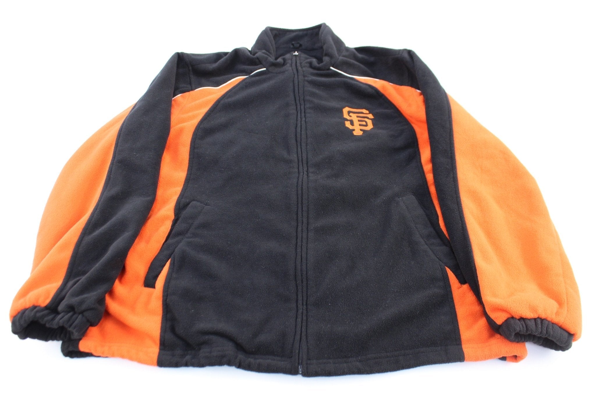 San Diego Padres Embroidered Black & Orange Fleece Zip Up Jacket - Jackets - Thrifted Threads