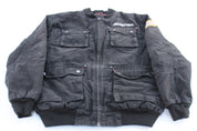 Snap - On Embroidered Logo Black Canvas Work Jacket - ThriftedThreads.com