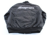 Snap - On Embroidered Logo Black Canvas Work Jacket - ThriftedThreads.com