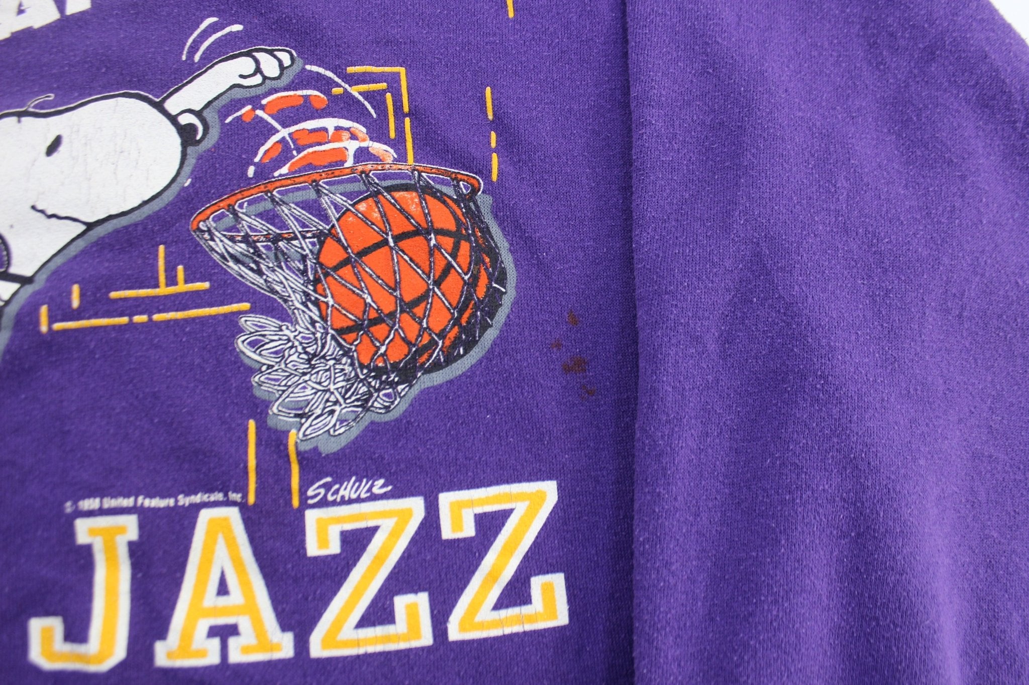 Snoopy Joe Jazz Power Slam Graphic Sweatshirt - ThriftedThreads.com