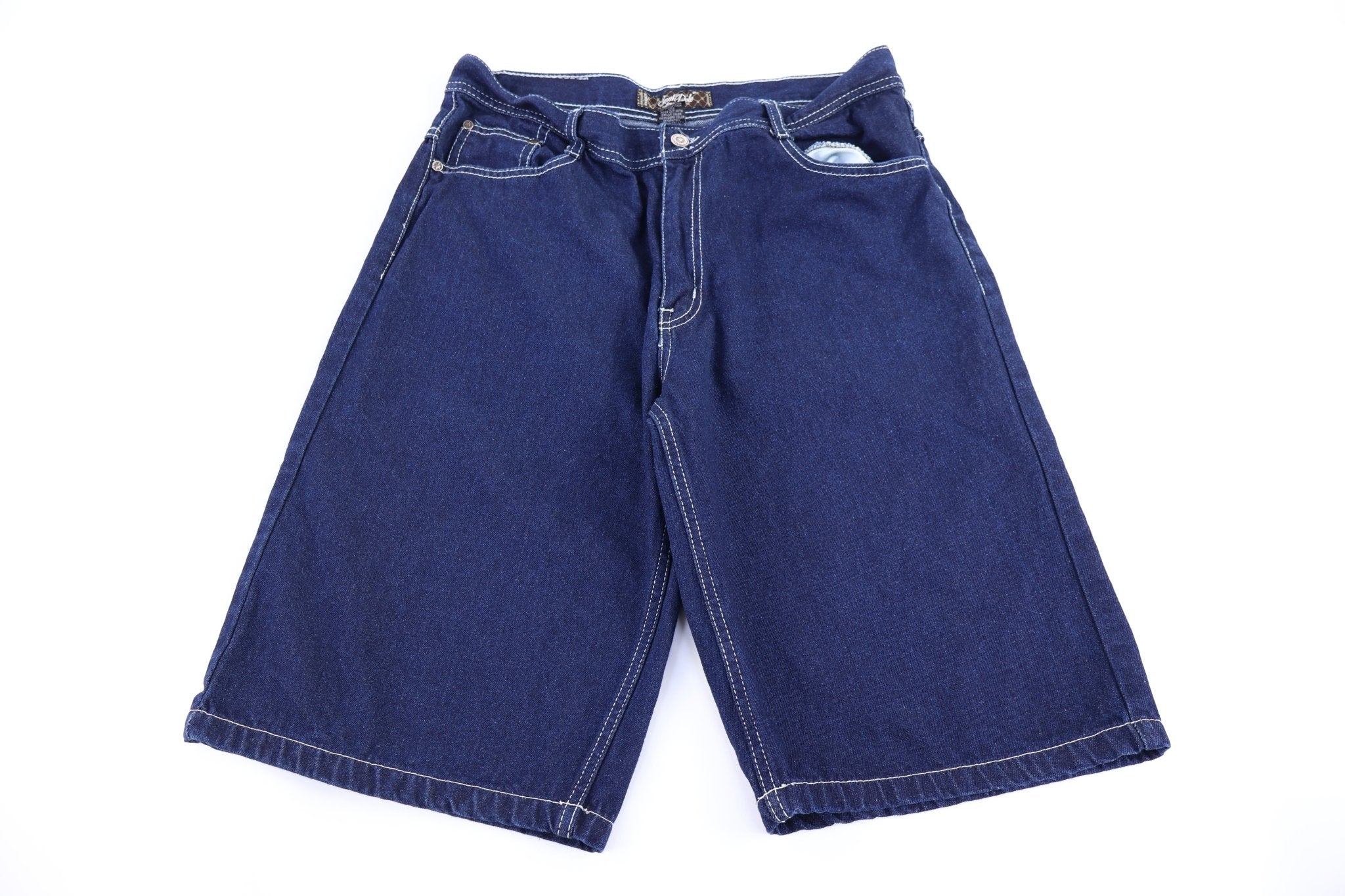Southpole Embroidered Dark Wash Denim Shorts - Pants/Shorts - Thrifted Threads