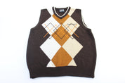 SouthPole Embroidered Geometric Sweater Vest - ThriftedThreads.com