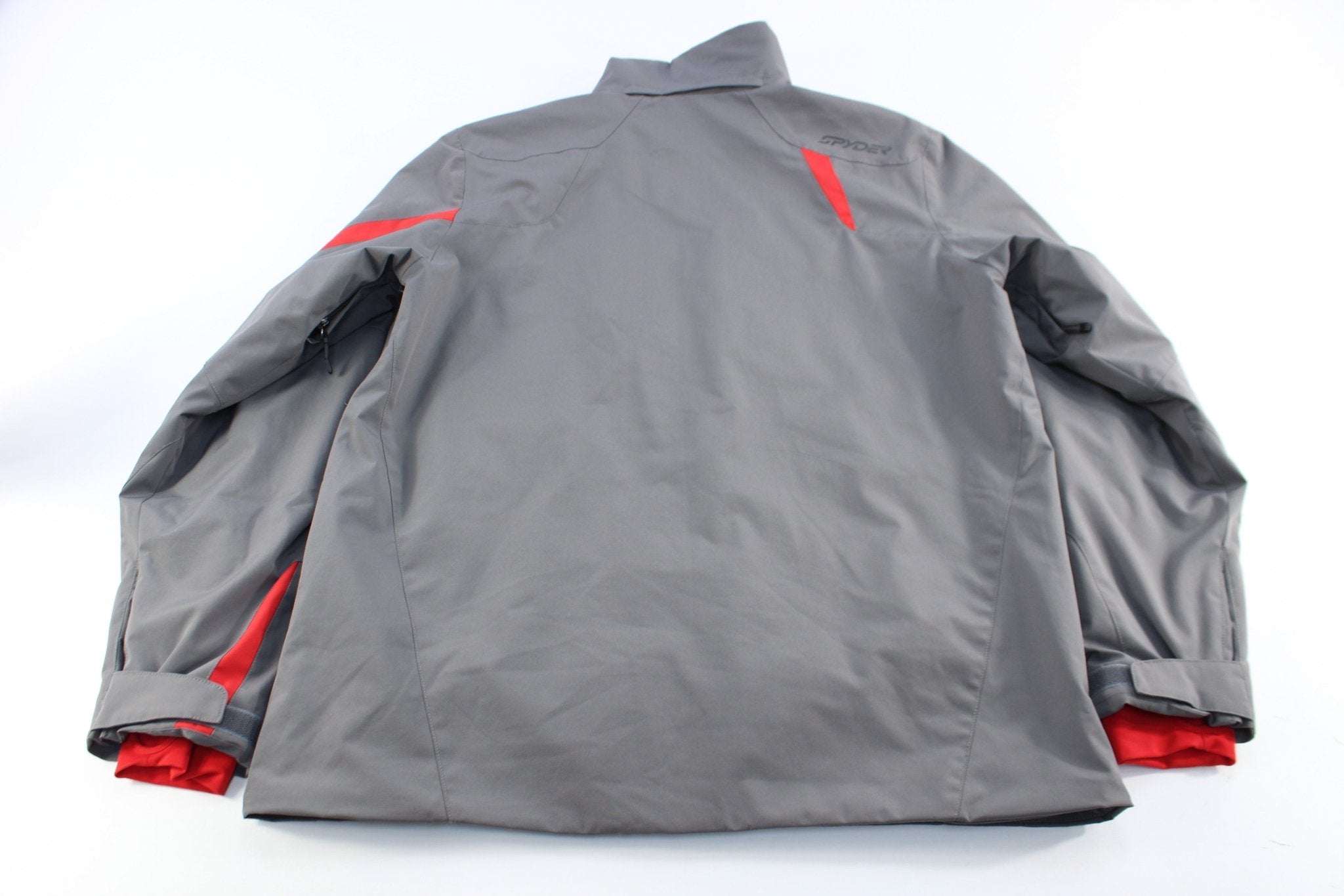 Spyder Logo Grey & Red Zip Up Jacket - ThriftedThreads.com