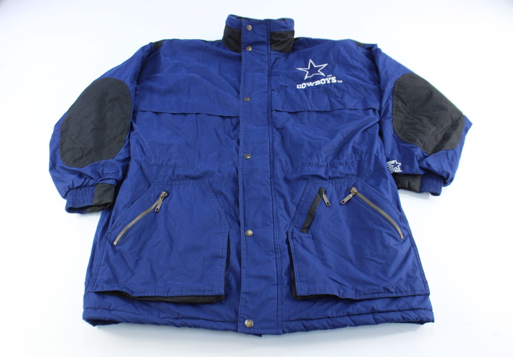 Starter Embroidered Logo Dallas Cowboys Zip Up Jacket - ThriftedThreads.com