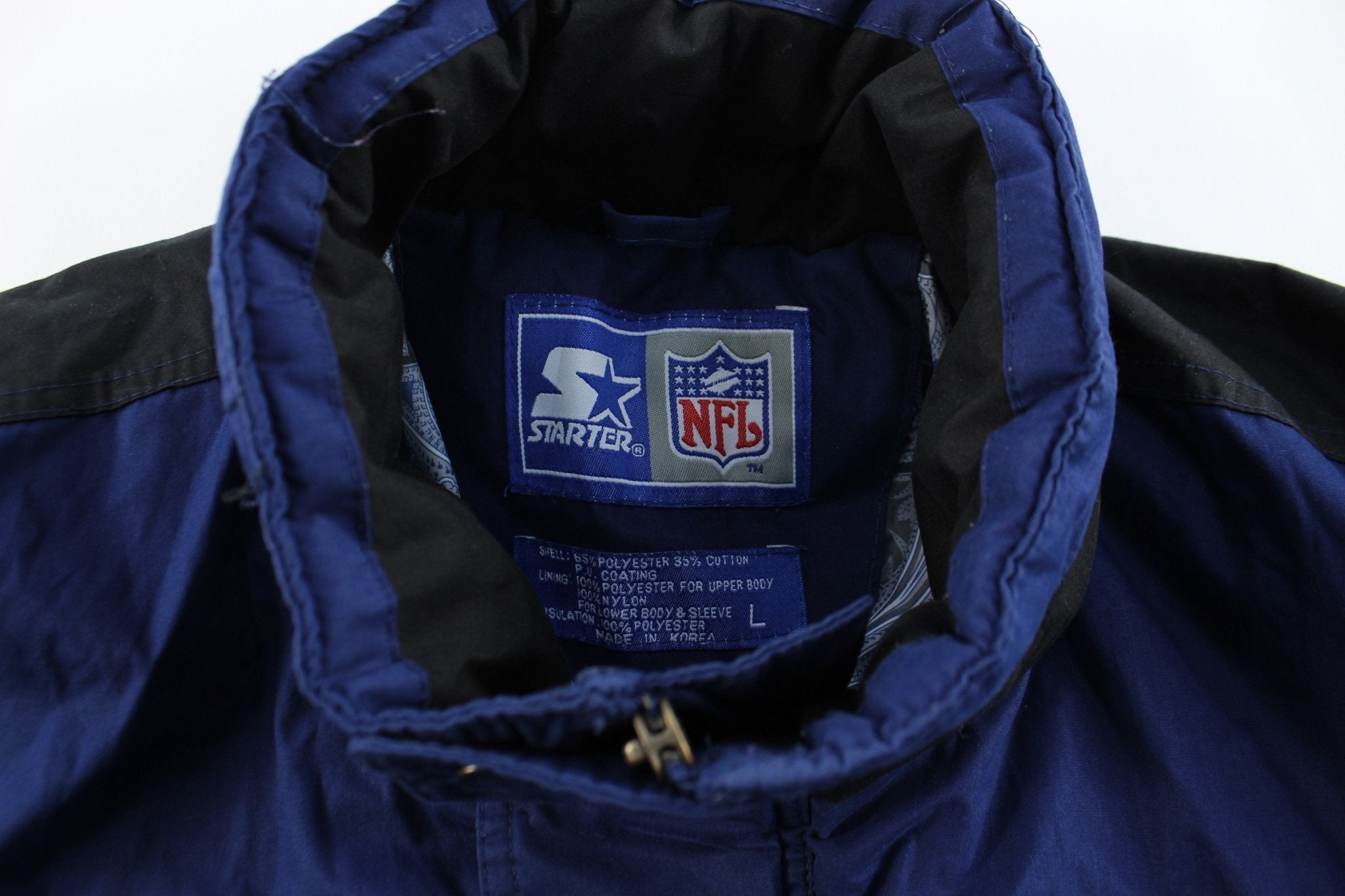 Starter Embroidered Logo Dallas Cowboys Zip Up Jacket - ThriftedThreads.com
