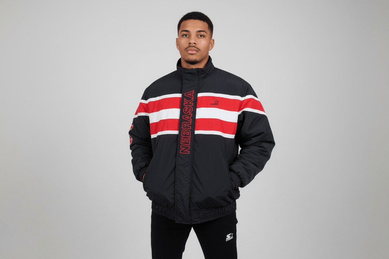Starter University of Nebraska Full Zip Puffer Jacket - ThriftedThreads.com