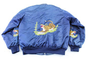 Sukajan Embroidered Tiger Souvenir Bomber Zip Up Jacket - ThriftedThreads.com