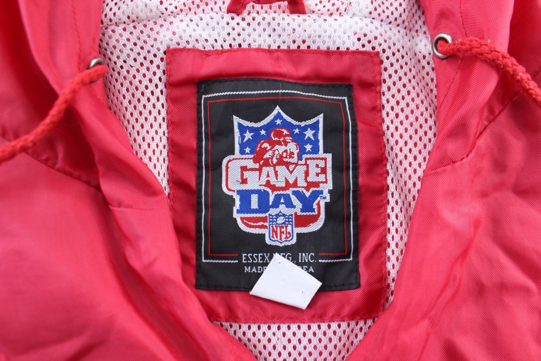 Tampa Bay Buccaneers Embroidered Black & Red Striped Zip Up Jacket - Jackets - Thrifted Threads