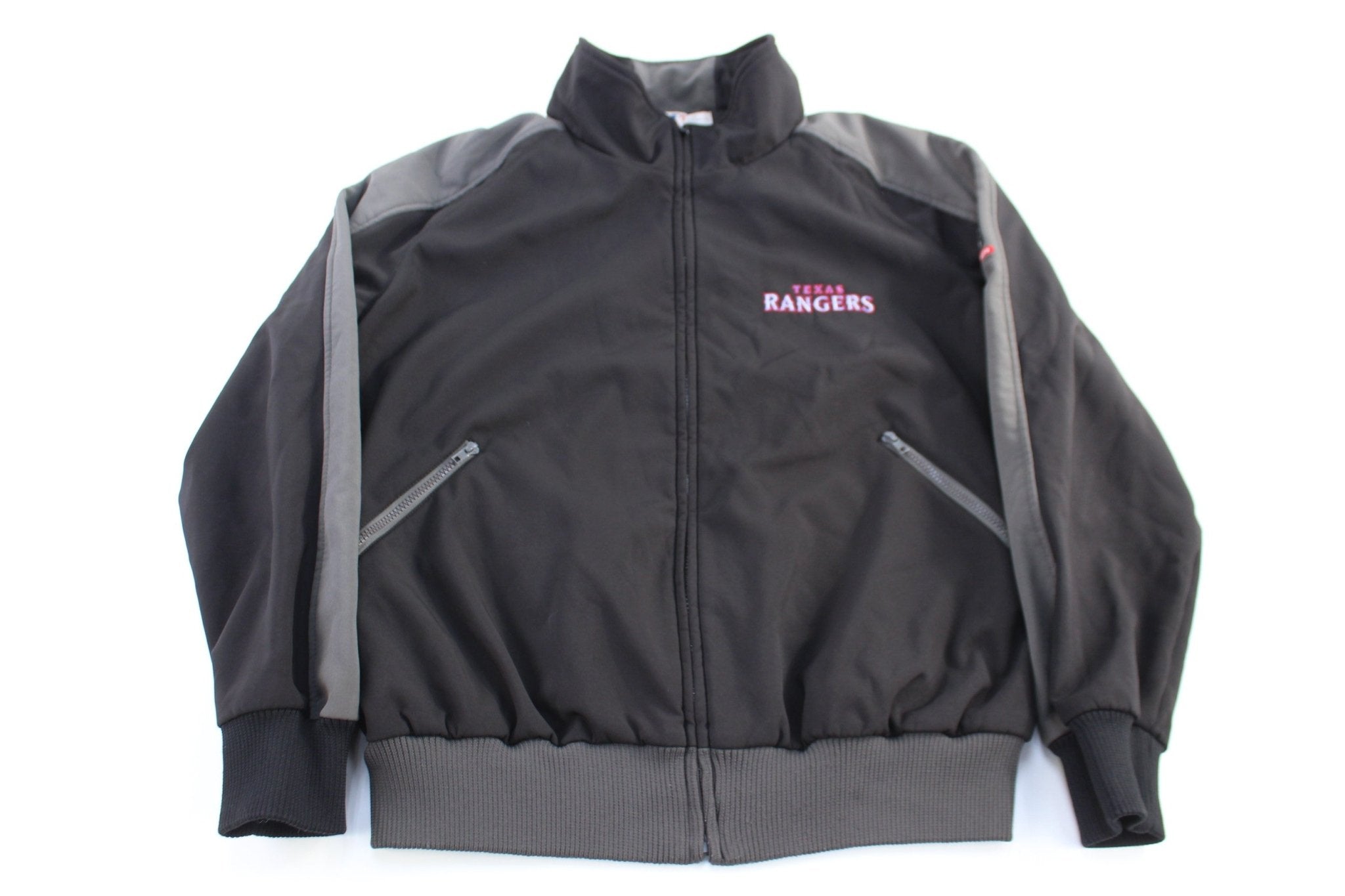 Texas Rangers Baseball Black & Grey Full Zip Jacket - Jacket - Thrifted Threads