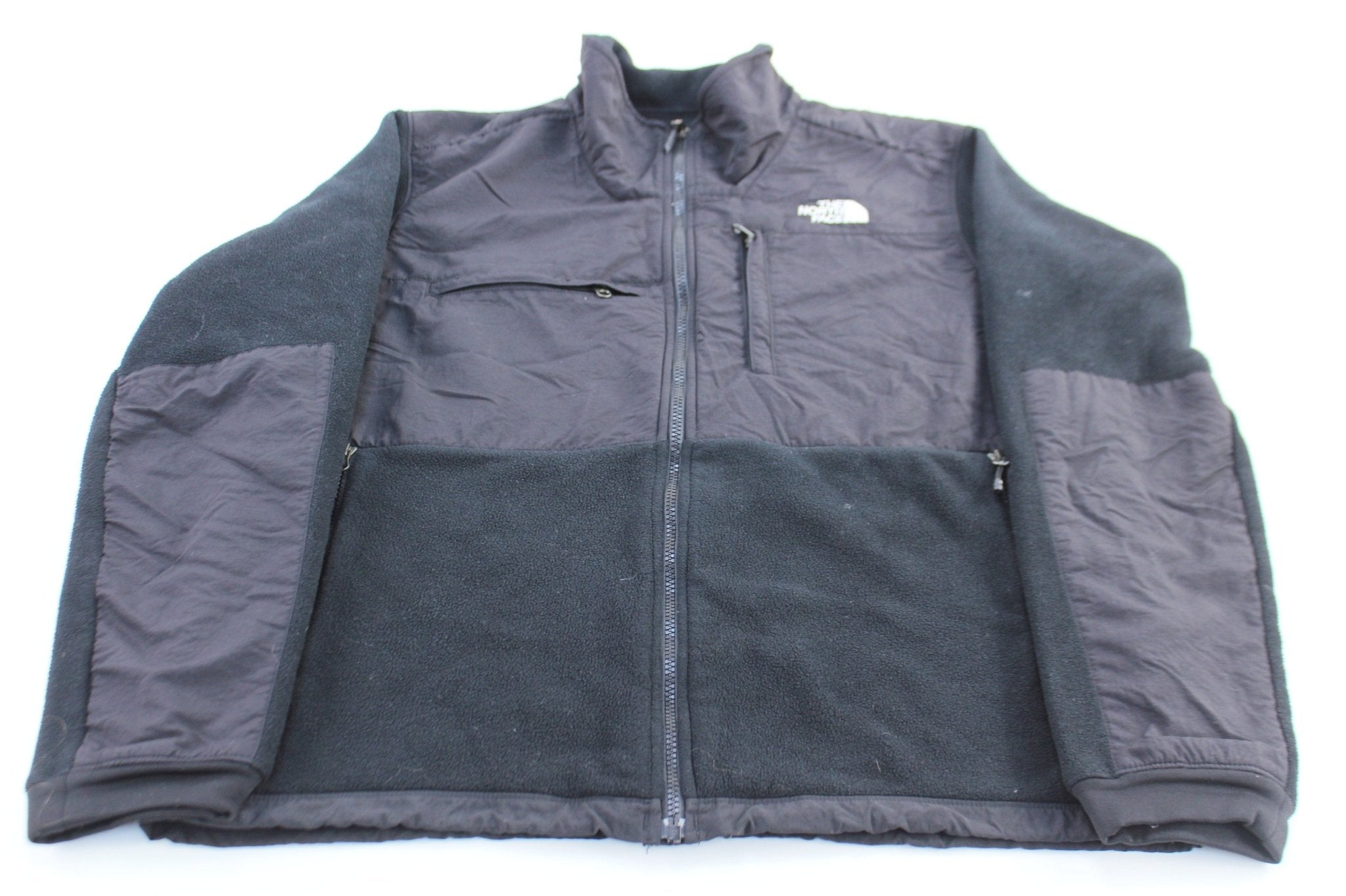 The North Face Embroidered Logo Black Denali Fleece Jacket - ThriftedThreads.com