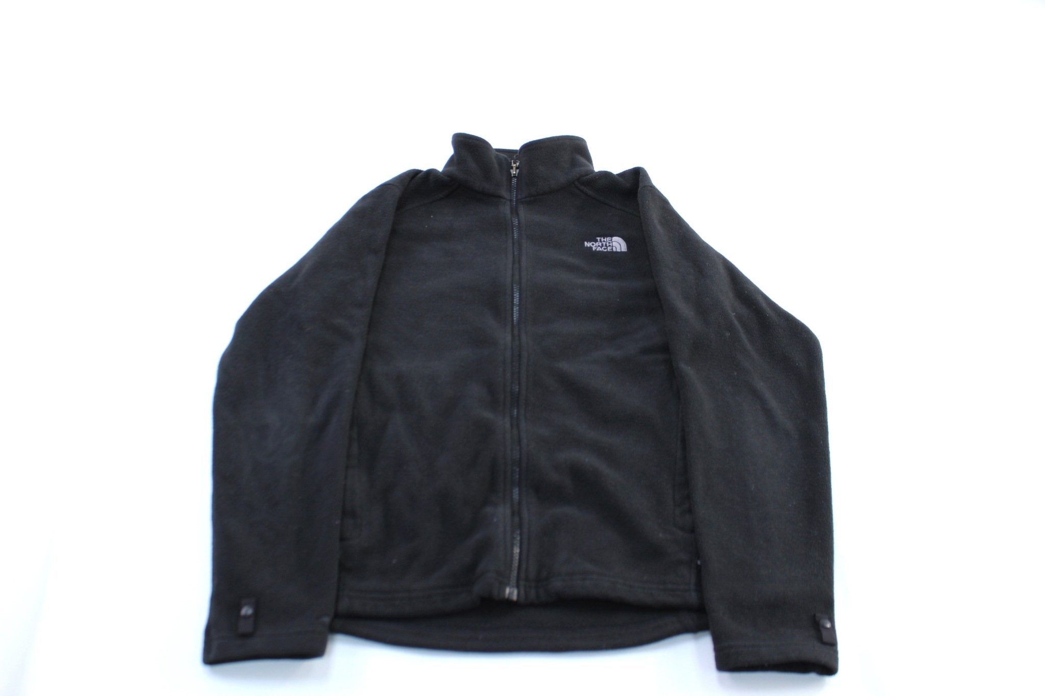 The North Face Embroidered Logo Black Fleece Zip Up Jacket - ThriftedThreads.com