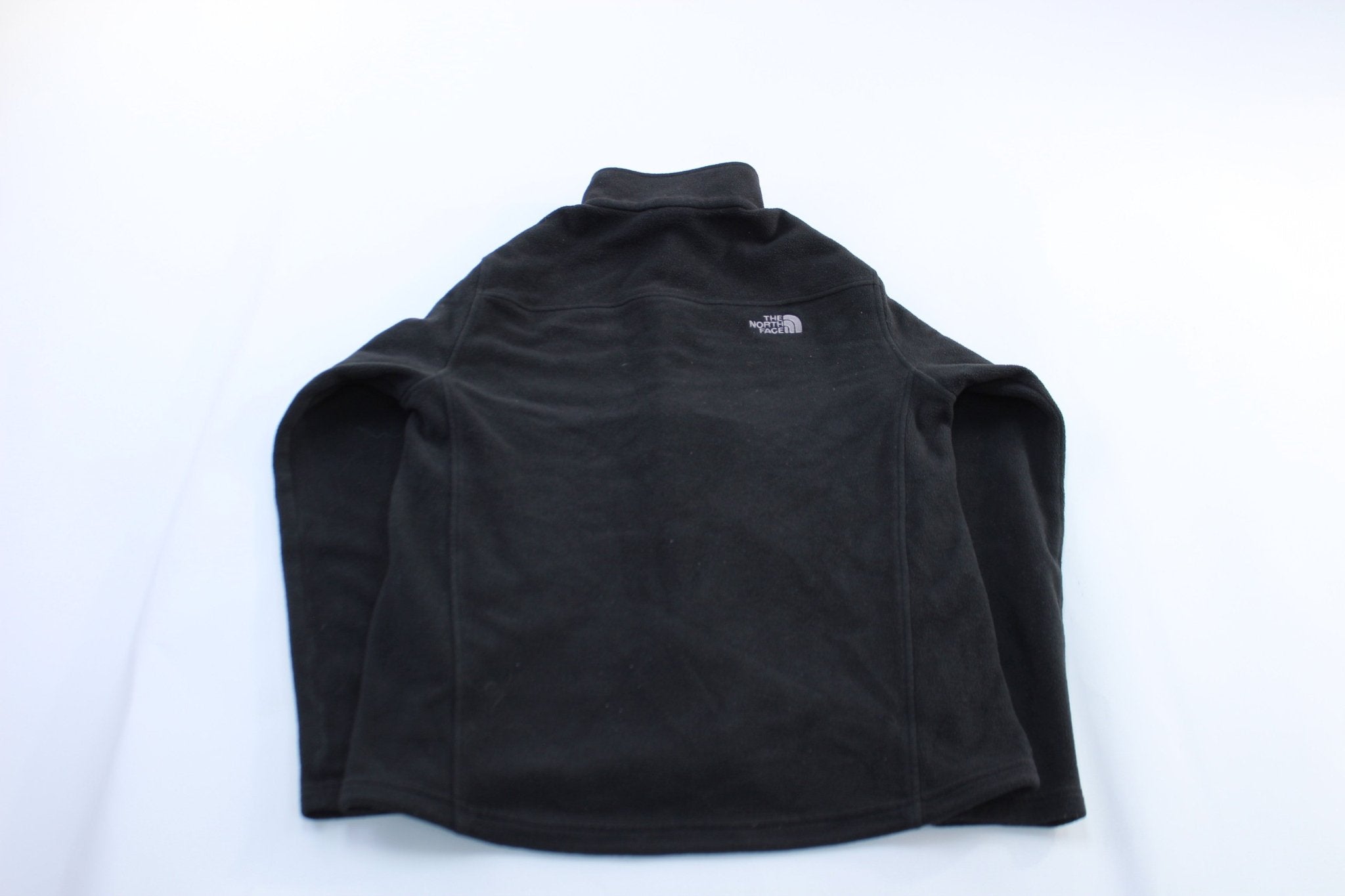 The North Face Embroidered Logo Black Fleece Zip Up Jacket - ThriftedThreads.com