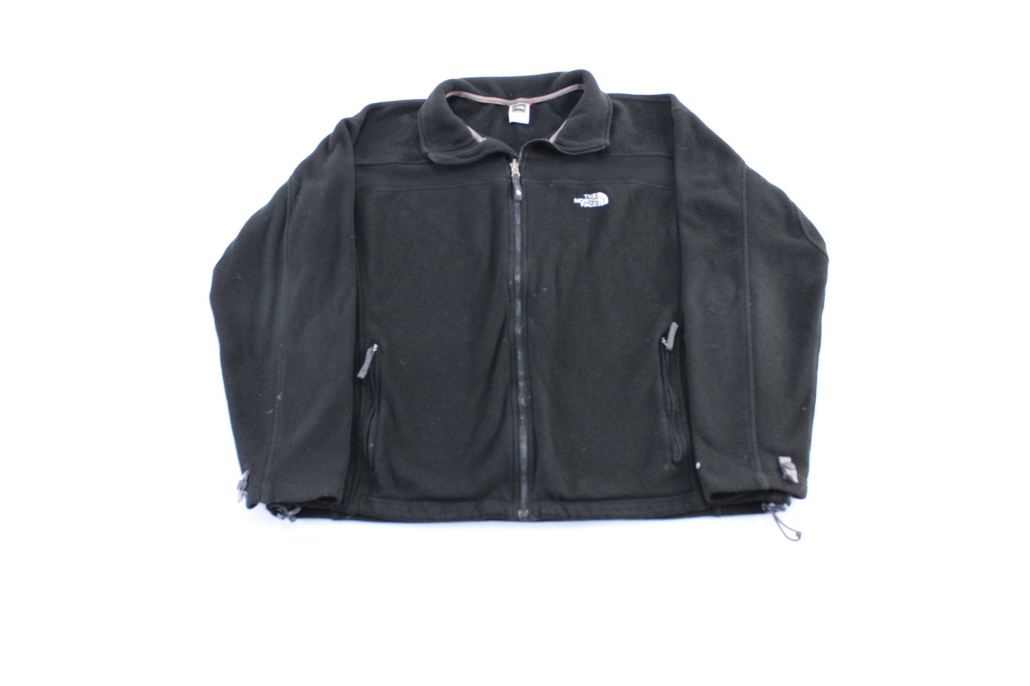 The North Face Embroidered Logo Black Fleece Zip Up Jacket - ThriftedThreads.com