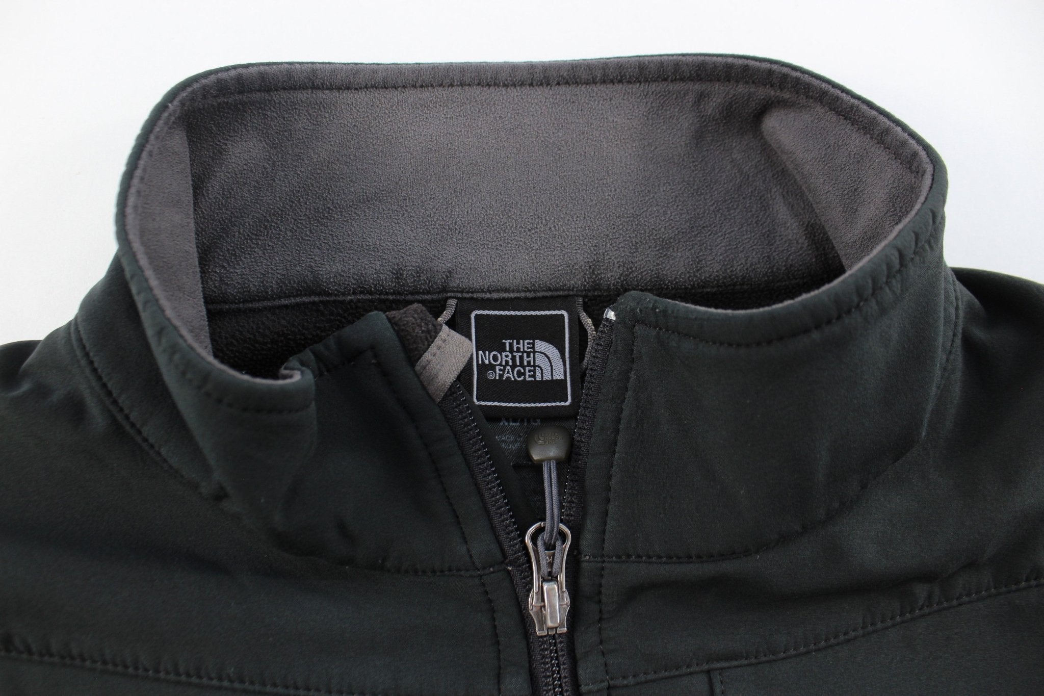 The North Face Embroidered Logo Black Zip Up Jacket - ThriftedThreads.com