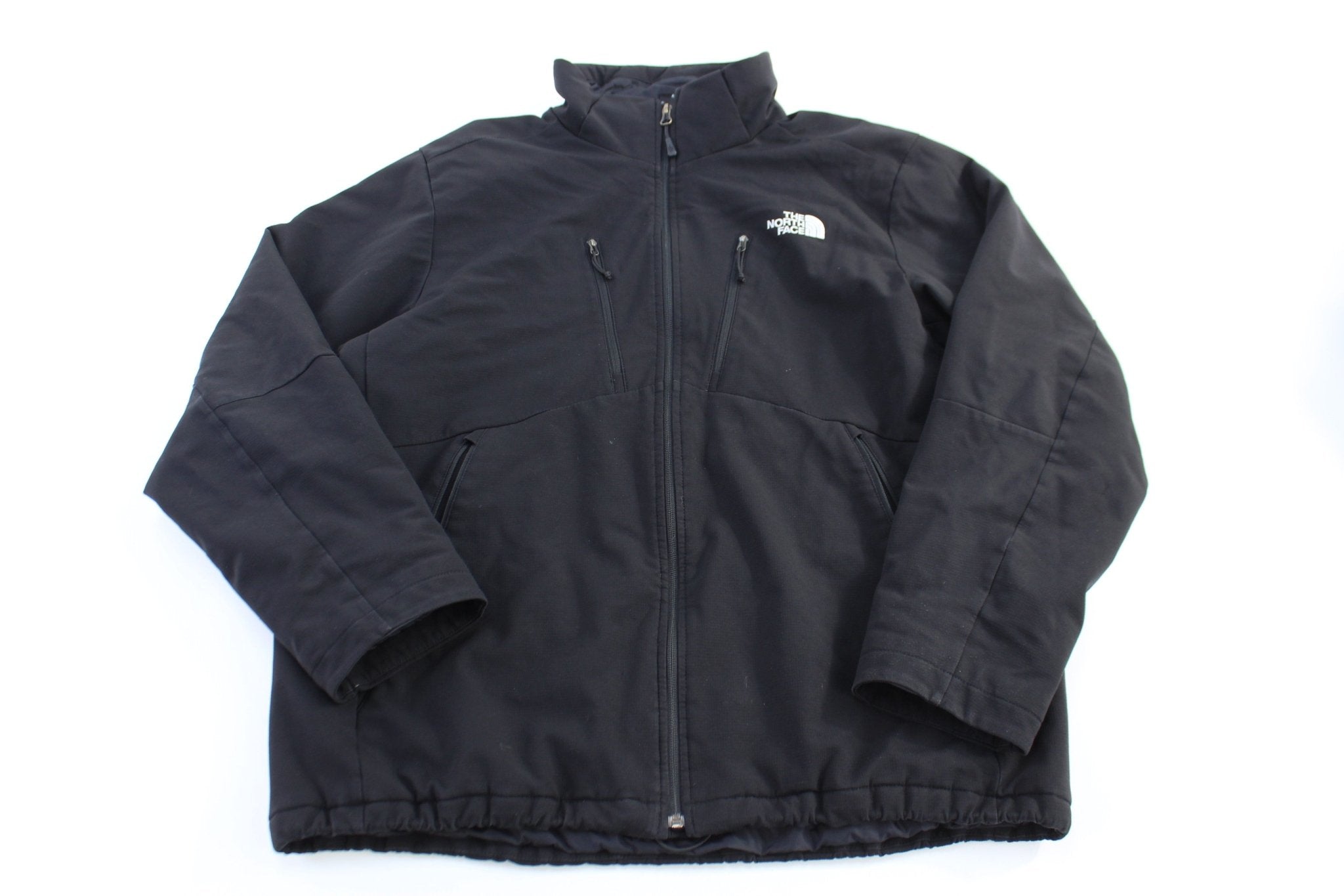 The North Face Embroidered Logo Black Zip Up Jacket - ThriftedThreads.com