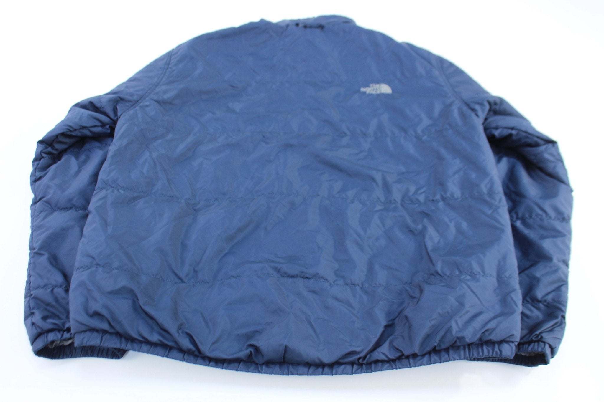 The North Face Embroidered Logo Blue Zip Up Jacket - ThriftedThreads.com