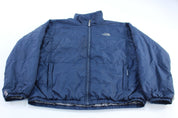 The North Face Embroidered Logo Blue Zip Up Jacket - ThriftedThreads.com
