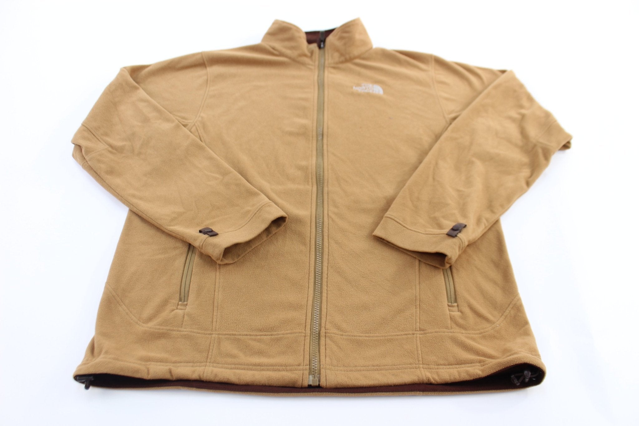 The North Face Embroidered Logo Brown Fleece Zip Up Jacket - ThriftedThreads.com