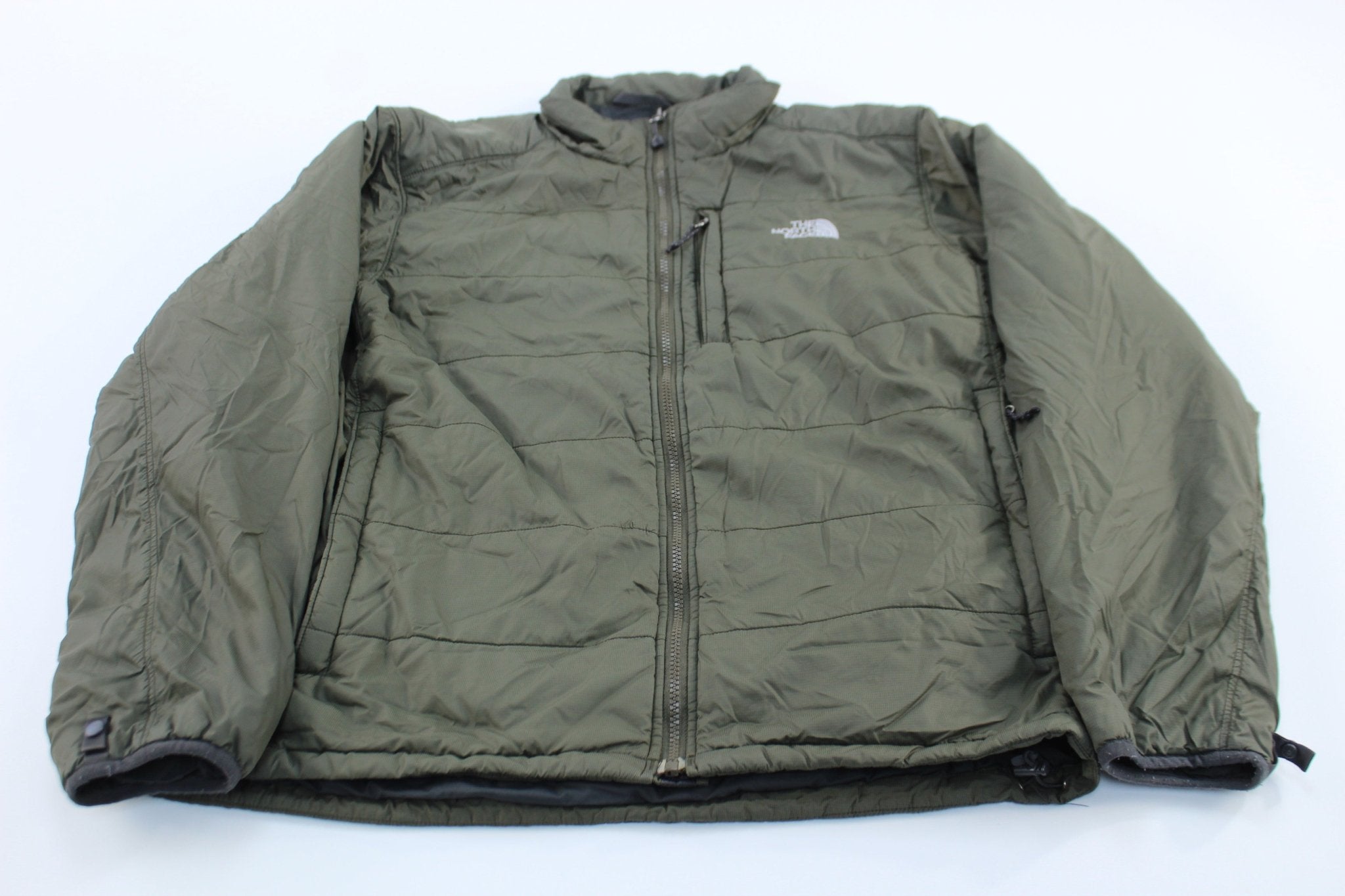 The North Face Embroidered Logo Green Zip Up Jacket - ThriftedThreads.com