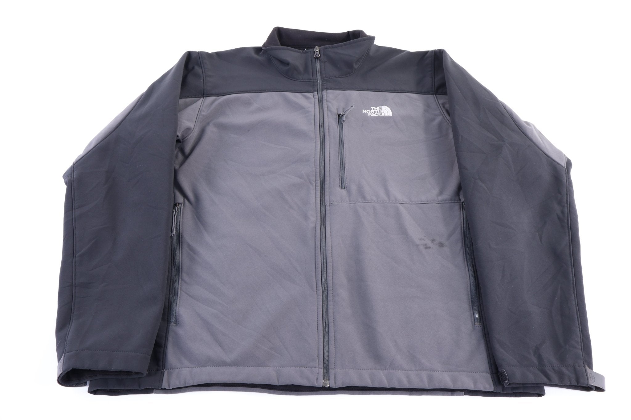 The North Face Embroidered Logo Grey & Black Full Zip Jacket - jacket - Thrifted Threads