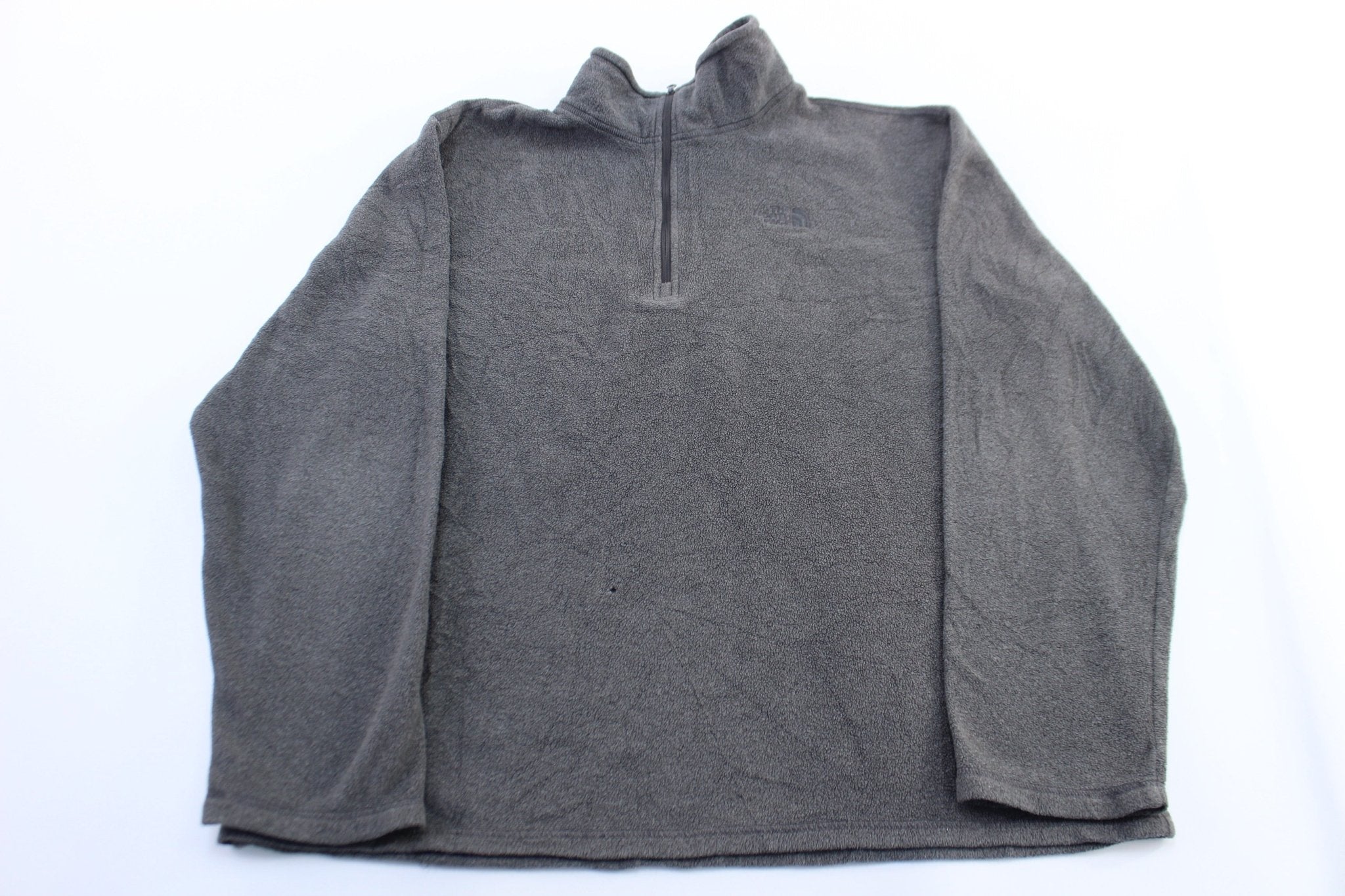 The North Face Embroidered Logo Grey Fleece Pullover - ThriftedThreads.com