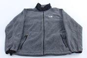 The North Face Embroidered Logo Grey Fleece Zip Up Jacket - ThriftedThreads.com