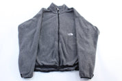 The North Face Embroidered Logo Grey Fleece Zip Up Jacket - ThriftedThreads.com