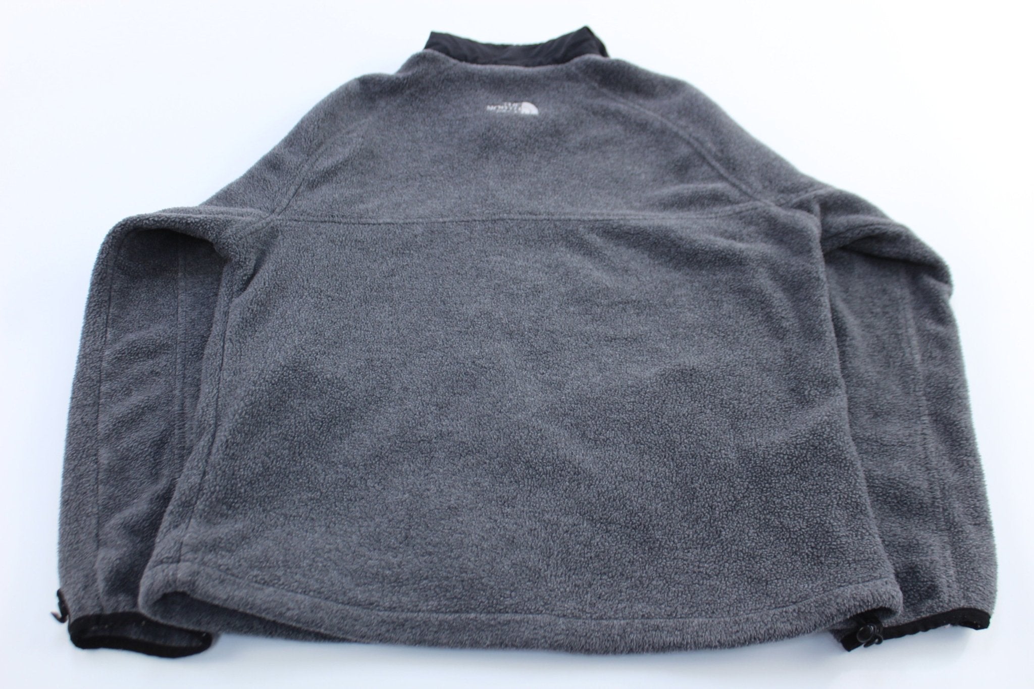 The North Face Embroidered Logo Grey Fleece Zip Up Jacket - ThriftedThreads.com