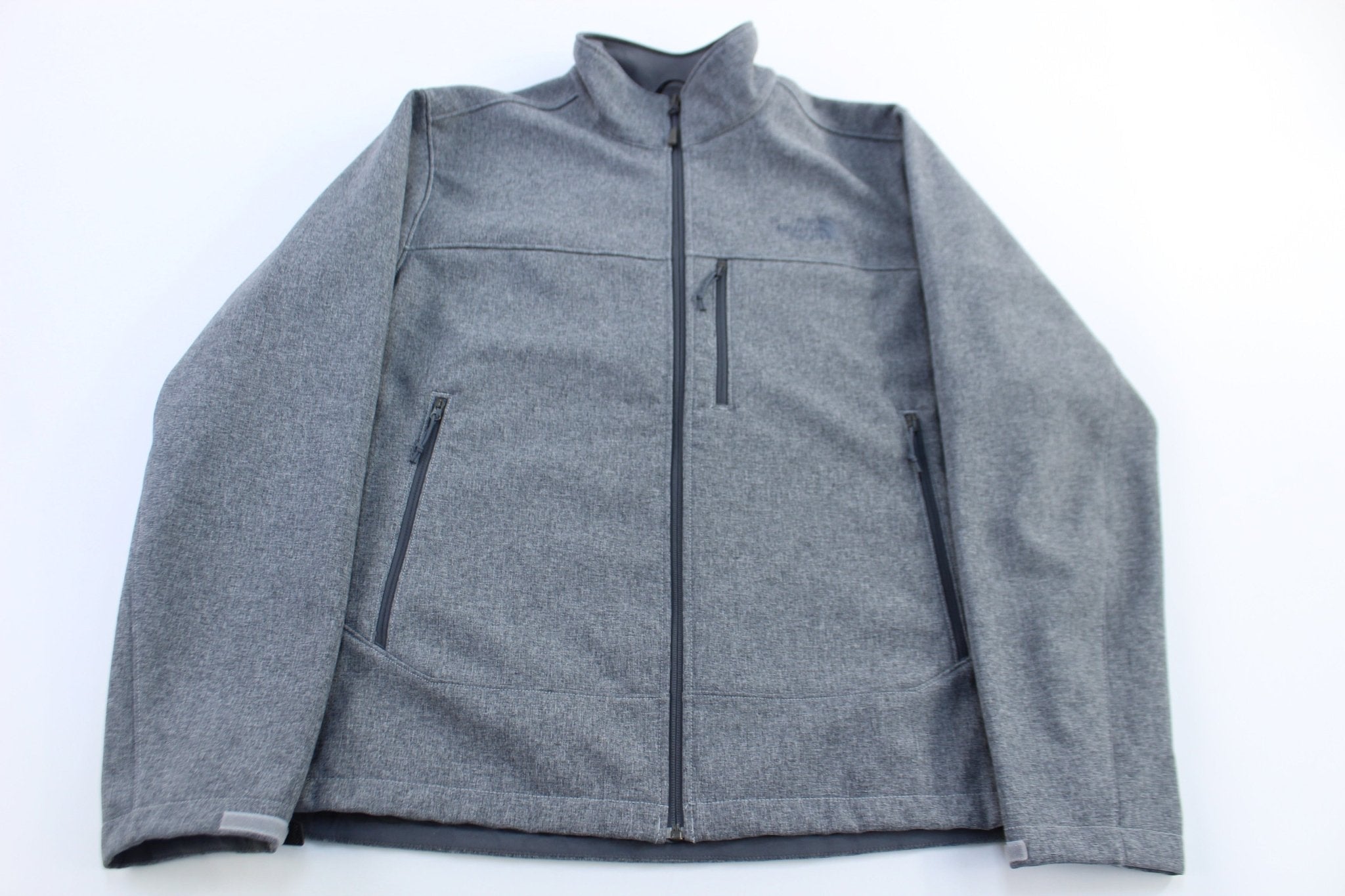 The North Face Embroidered Logo Grey Full Zip Jacket - Jacket - Thrifted Threads