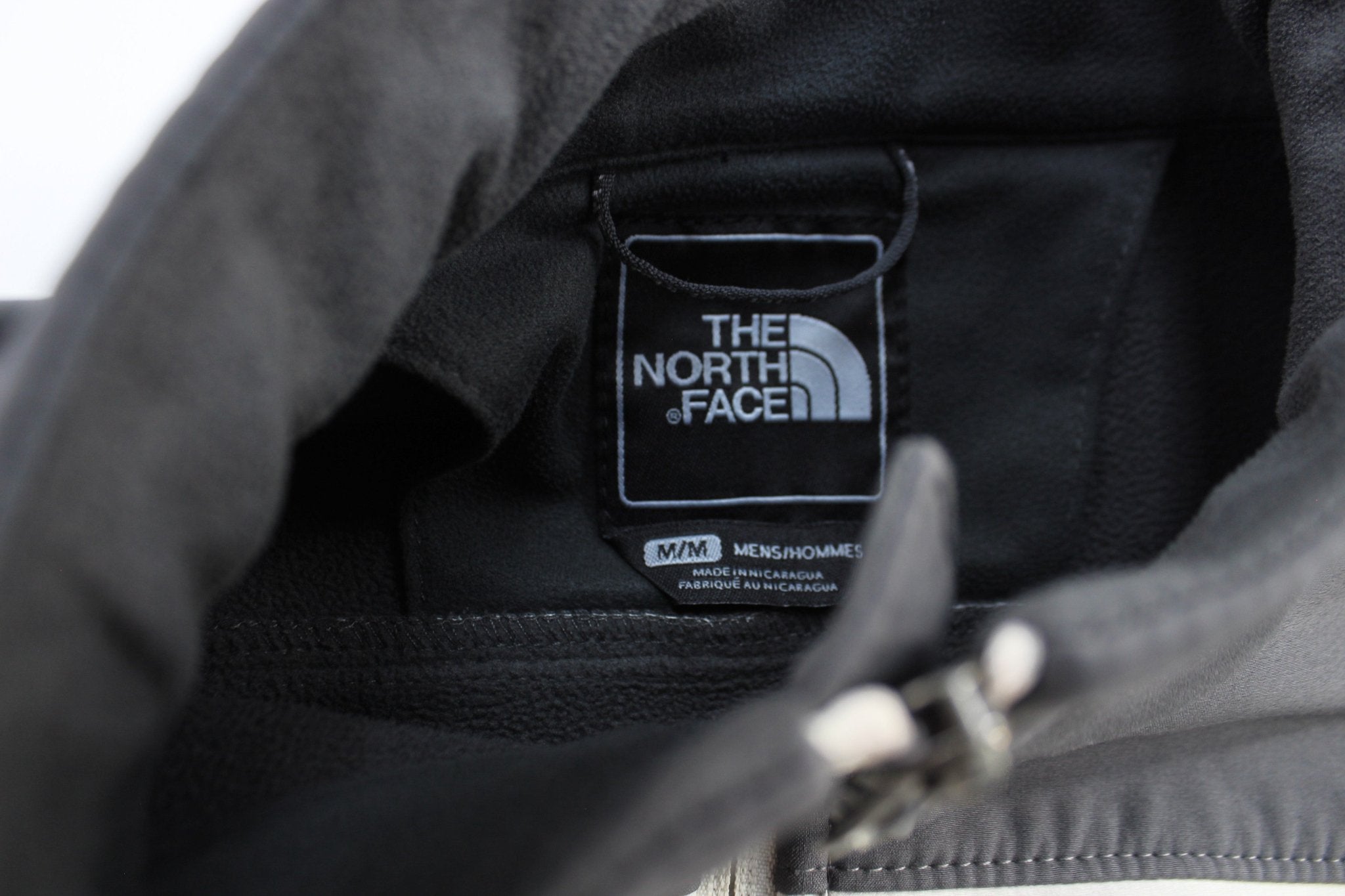 The North Face Embroidered Logo Grey & White Zip Up Jacket - ThriftedThreads.com
