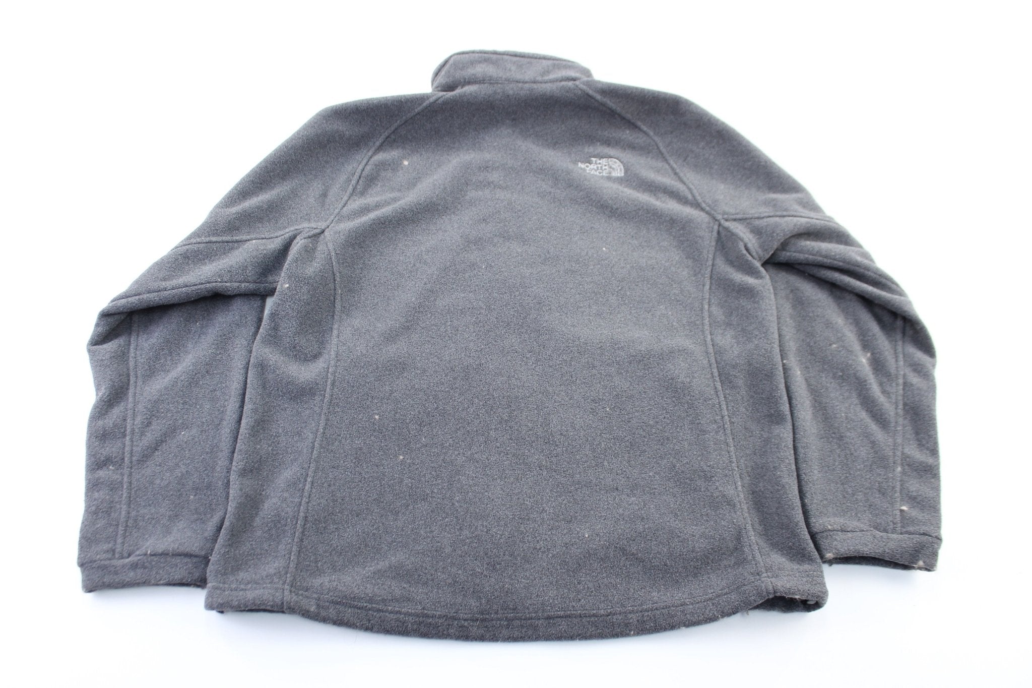 The North Face Embroidered Logo Grey Zip Up Jacket - ThriftedThreads.com