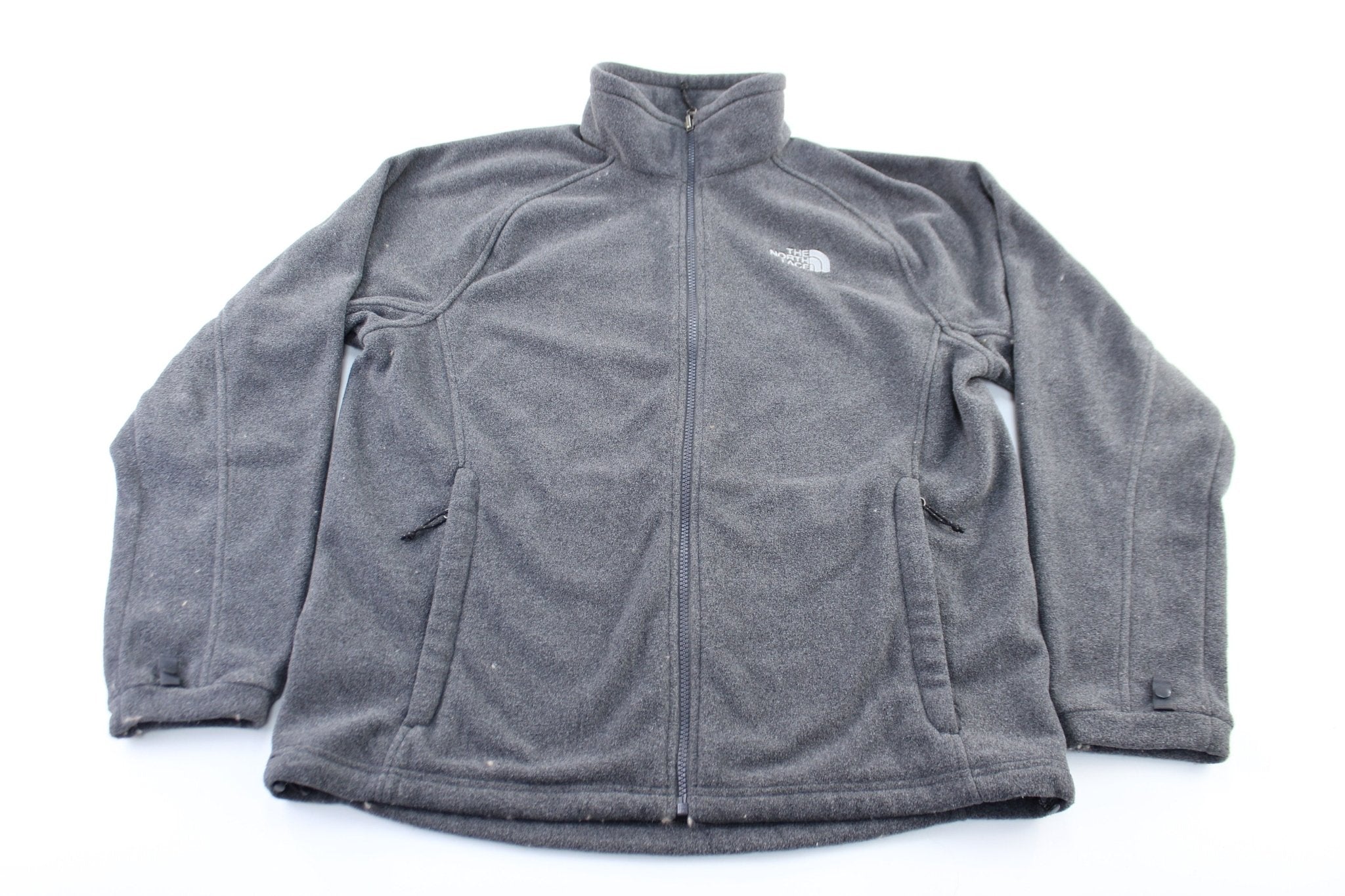 The North Face Embroidered Logo Grey Zip Up Jacket - ThriftedThreads.com