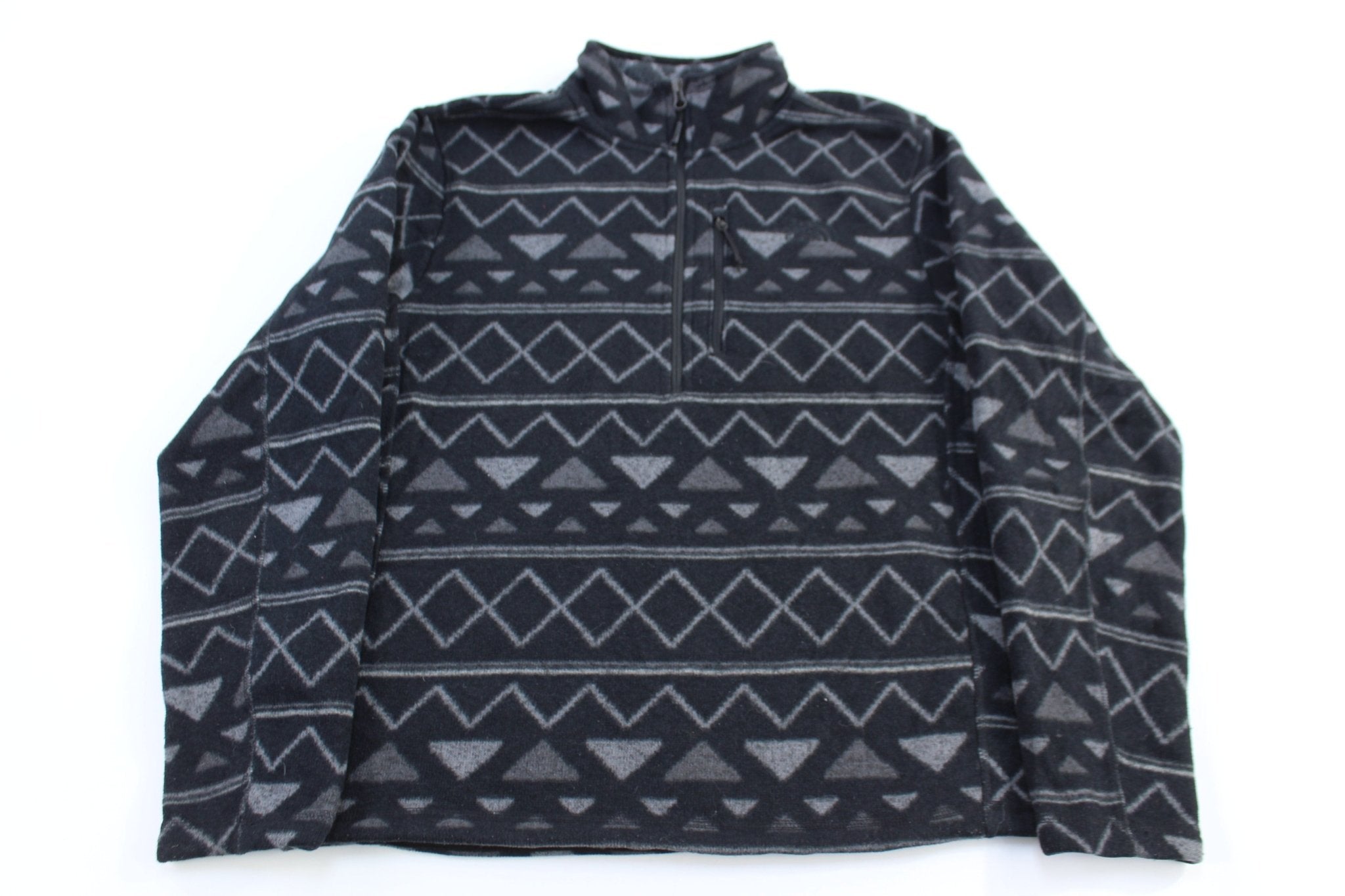 The North Face Embroidered Logo Multipatterned Quarter Zip Sweater - Sweater - Thrifted Threads
