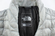 The North Face Embroidered Logo Silver Zip Up Jacket - ThriftedThreads.com