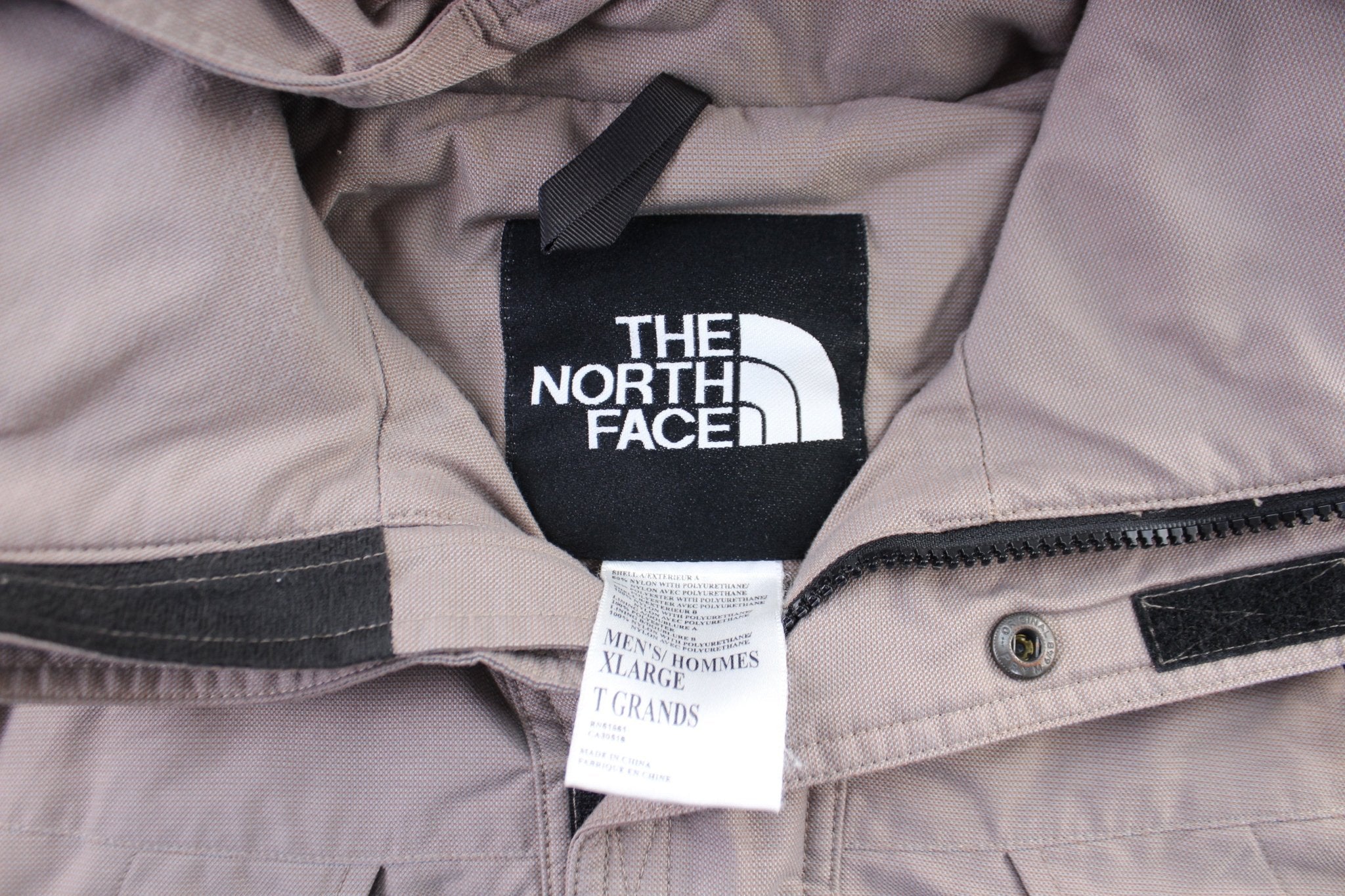 The North Face Embroidered Logo Taupe & Grey Zip Up Jacket - ThriftedThreads.com