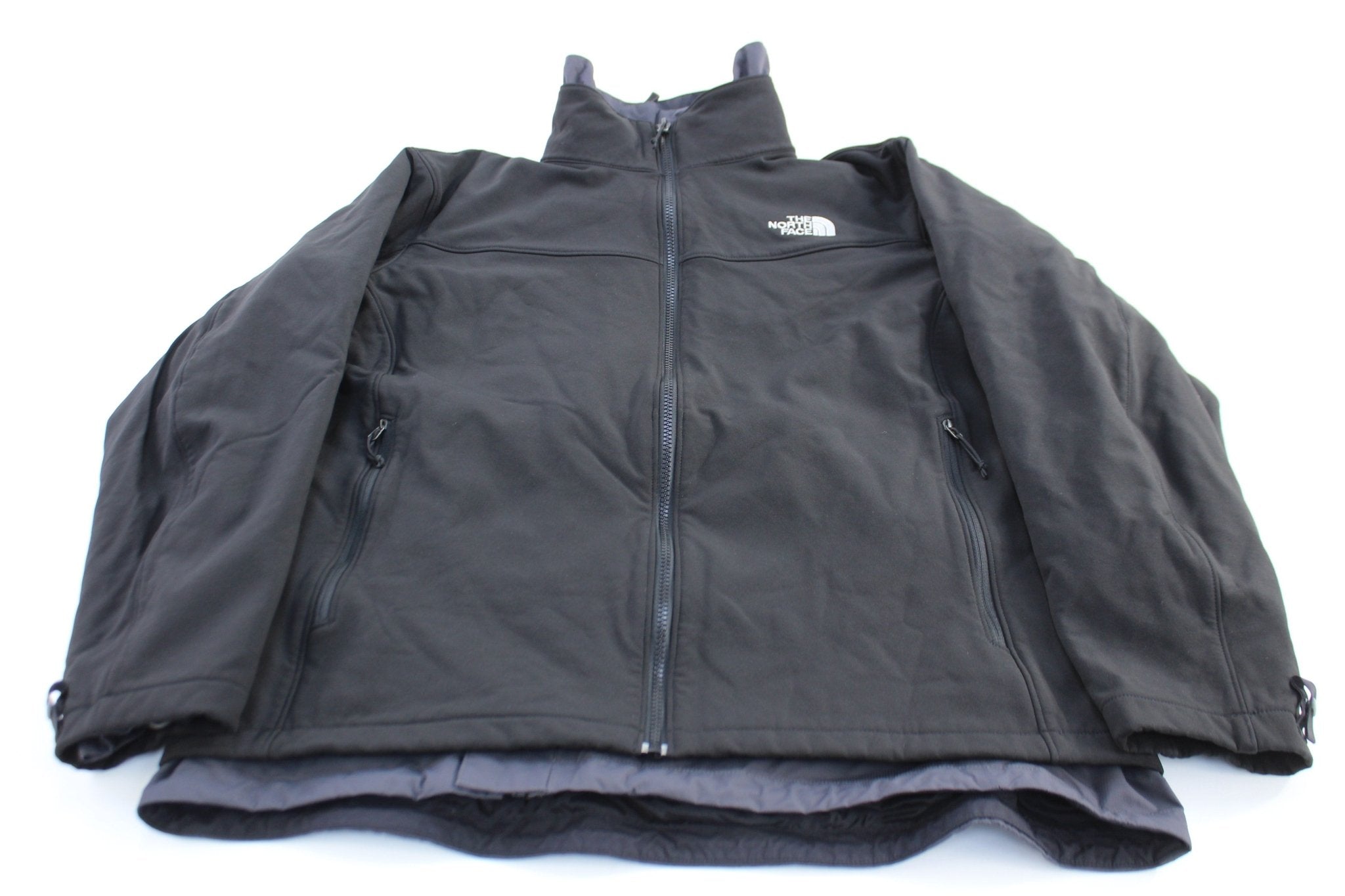 The North Face Hyvent Logo Black Zip Up Jacket - ThriftedThreads.com